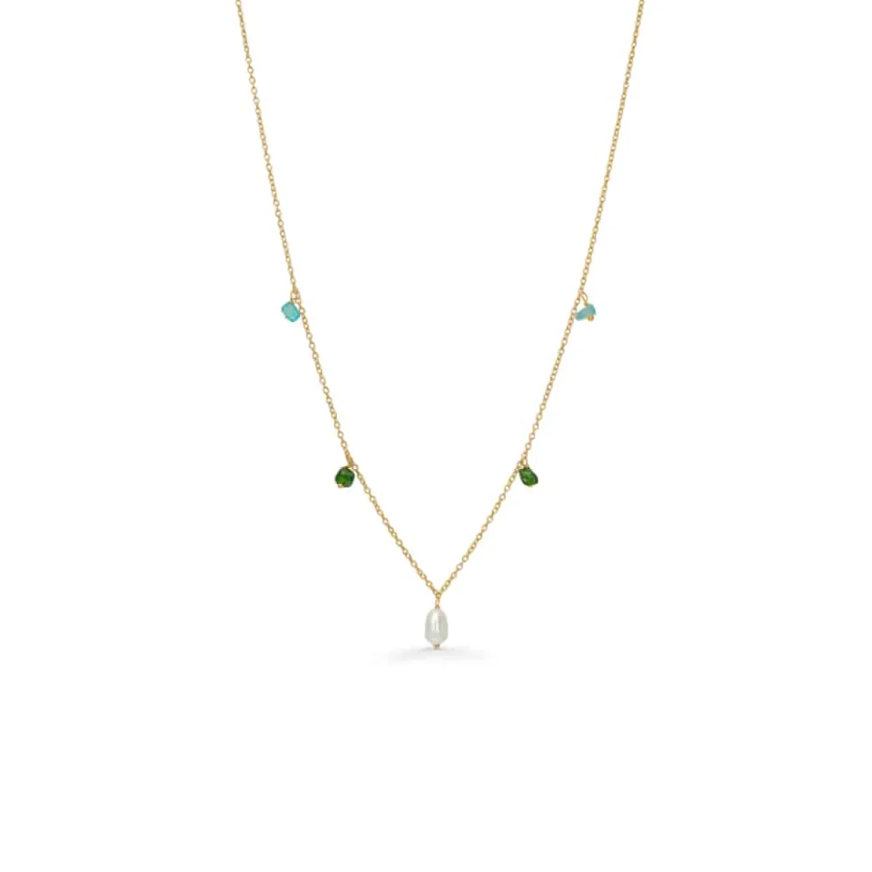 STUDIO Z TWILIGHT HALSKÆDE SØLV FORGYLDT MED STEN OG BAROK PERLE - 8226442