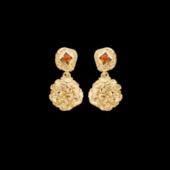 STUDIO Z UNTAMED ØRERINGE FORGYLDT SØLV MED ORANGE STEN - 7217886