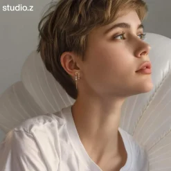 STUDIO Z URCHIN ELEGANCE SØLV FORGYLDT ØRERINGE MED PERLE -7217920