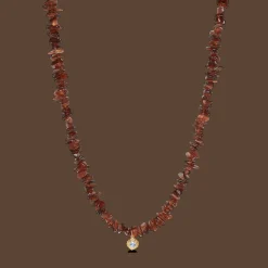 STUDIO Z WILD CLIFF SØLV FORGYLDT HALSKÆDE MED HESSONIT - 7226896