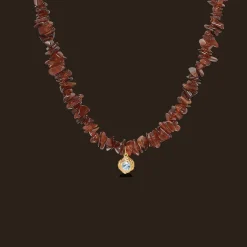 STUDIO Z WILD CLIFF SØLV FORGYLDT HALSKÆDE MED HESSONIT - 7226896