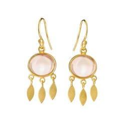 SUSANNE FRIIS BJØRNER BOHEME ØRERINGE MED MORGANIT I SØLV FORGYLDTE - 5675-2-230