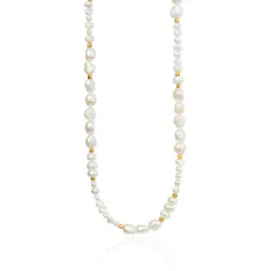 SUSANNE FRIIS BJØRNER HALSKÆDE SØLV FORGYLDT FERSKVANDSPERLER - 1878-2-45-900