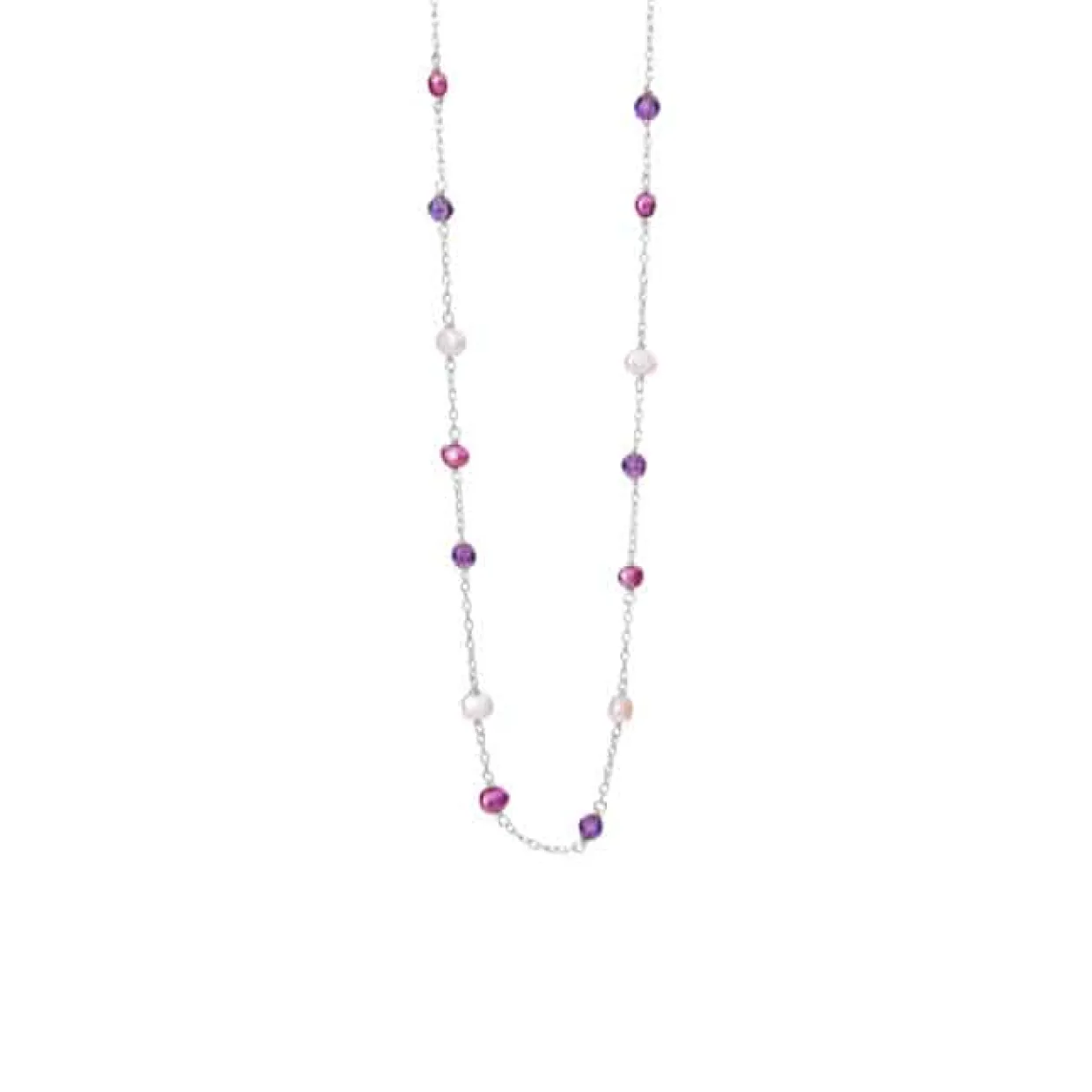 SUSANNE FRIIS BJØRNER HALSKÆDE SØLV MED MIX AF STEN - 1882-1-45-580