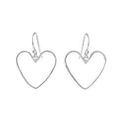SUSANNE FRIIS BJØRNER I SØLV ØRERINGE MED HJERTE HAMRET 20MM - 5703-1-20