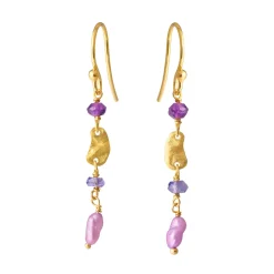 SUSANNE FRIIS BJØRNER ØREHÆNGER MED STENMIX I LILLA - 5679-2-599