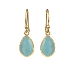 SUSANNE FRIIS BJØRNER ØRERINGE SØLV FORGYLDT HOOK MED BLÅ KRYSTAL - 4068-2-111