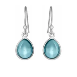 SUSANNE FRIIS BJØRNER ØRERINGE SØLV MED BLÅ KRYSTALDRÅBE - 5249-1-174