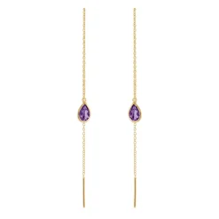 SUSANNE FRIIS BJØRNER ØRERINGE SØLV FORGYLDT KÆDE AMETYST - 5560-2-118