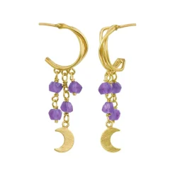 SUSANNE FRIIS BJØRNER ØRERINGE I SØLV FORGYLDT MED AMETYST - 5681-2-118