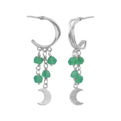 SUSANNE FRIIS BJØRNER ØRERINGE SØLV MED GRØN AGAT - 5681-1-102
