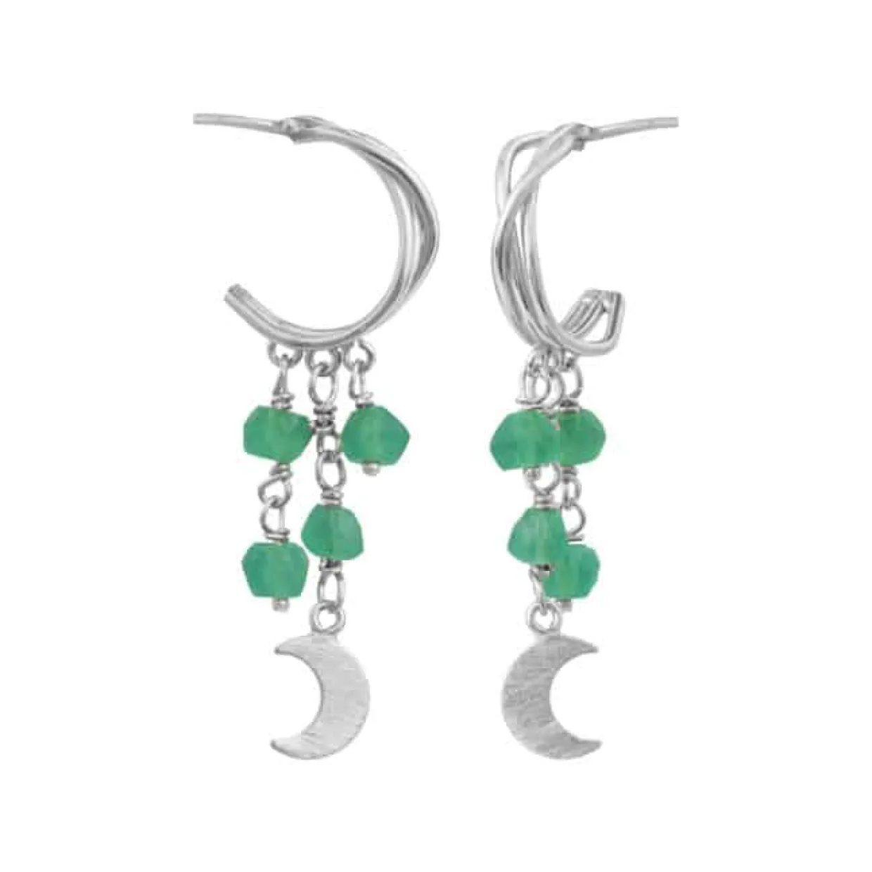 SUSANNE FRIIS BJØRNER ØRERINGE SØLV MED GRØN AGAT - 5681-1-102