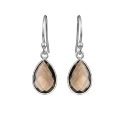 SUSANNE FRIIS BJØRNER ØRERING SØLV FACET SMOKEY QUARTS - 4068-1-108