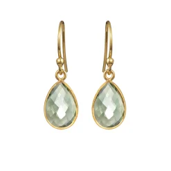 SUSANNE FRIIS BJØRNER ØRERINGE SØLV FORGYLDT GRØN KVARTS - 4068-2-107