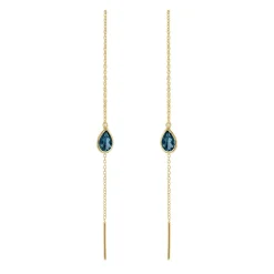 SUSANNE FRIIS BJØRNER SØLV FORGYLDT BALANCEØRERING MED LONDON BLUE KRYSTAL - 5560-2-174