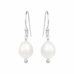 SUSANNE FRIIS BJØRNER SØLV ØRERINGE OVAL PERLE 7-8MM - 5664-1-900