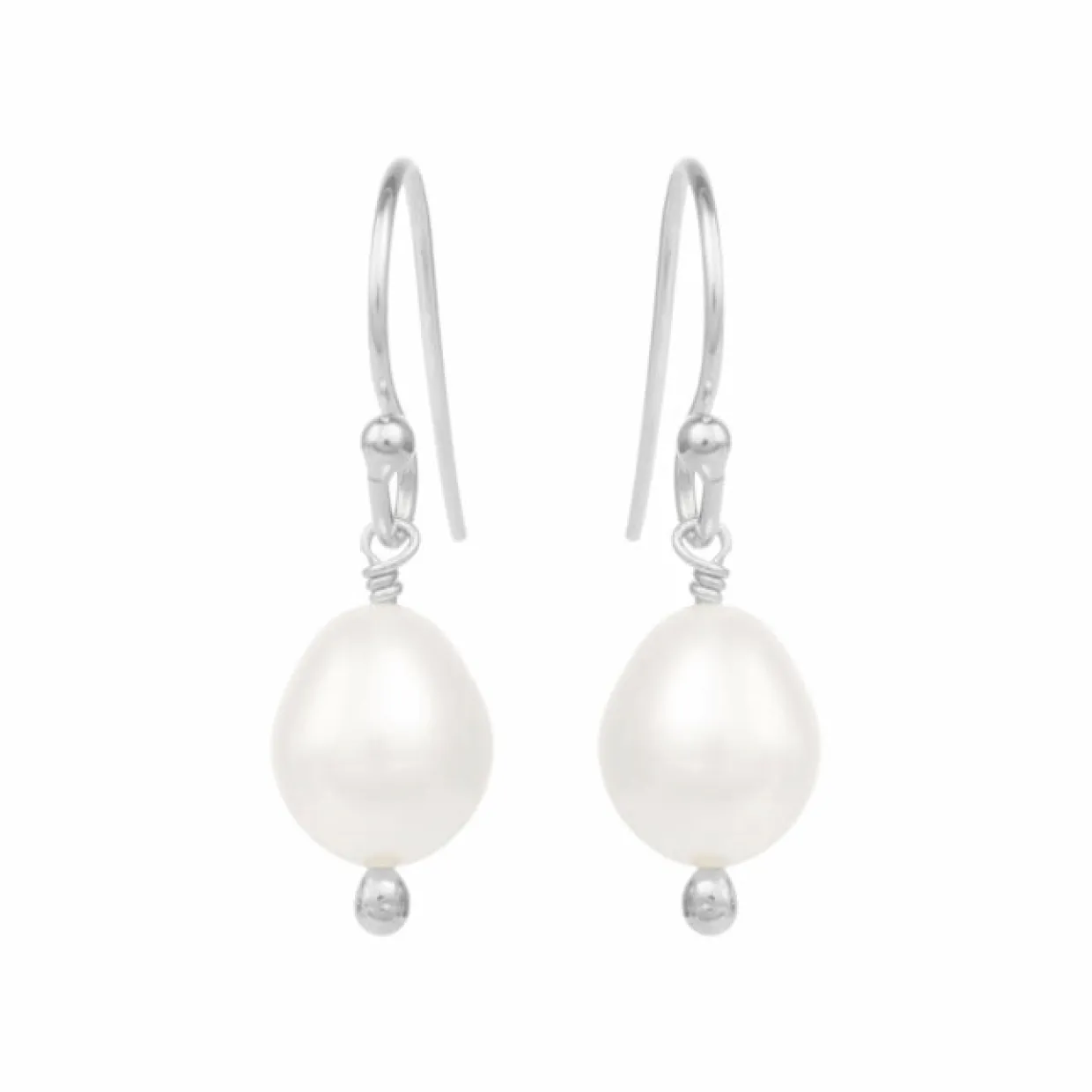 SUSANNE FRIIS BJØRNER SØLV ØRERINGE OVAL PERLE 7-8MM - 5664-1-900