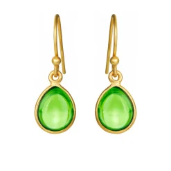 SUSANNE FRIIS BJØRNER SØLV FORGYLDT ØRERINGE MED GRØN PERIDOT KRYSTAL - 5249-2-200