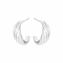 SUSANNE FRIIS BJØRNER SØLV ØRERINGE BLANK BØLGET - 5651-11