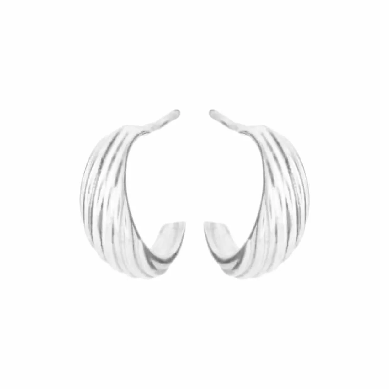 SUSANNE FRIIS BJØRNER SØLV ØRERINGE BLANK BØLGET - 5651-11