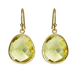 SUSANNE FRIIS BJØRNER SØLV FORGYLDT ØRERINGE MED LEMON QVARTZ - 5107-2-117
