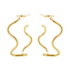 SUSANNE FRIIS BJØRNER SØLV FORGYLDT ØRERINGE SNOET CREOL - 5612-21