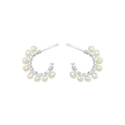 SUSANNE FRIIS BJØRNER SØLV ØRERINGE CREOL MED PERLER - 5656-1-900