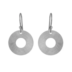 SUSANNE FRIIS BJØRNER SØLV ØRERINGE MAT CIRKEL - 4044-1
