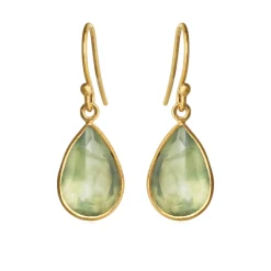 SUSANNE FRIIS BJØRNER SØLV DRÅBEØRERINGE PREHNIT - 4055-2-116