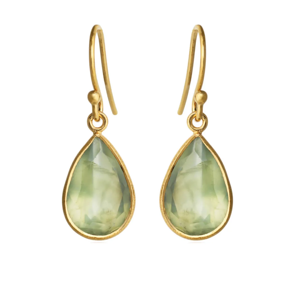 SUSANNE FRIIS BJØRNER SØLV DRÅBEØRERINGE PREHNIT - 4055-2-116