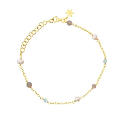 SUSANNE FRIIS BJØRNER SØLV FORGYLDT ARMBÅND MED MIX AF STEN - 1882-2-20-578