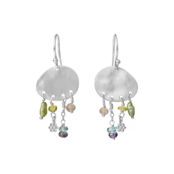 SUSANNE FRIIS BJØRNER SØLV ØREHÆNGER MED PLADE OG STENMIX - 5678-1-596