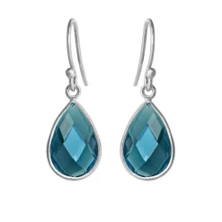 SUSANNE FRIIS BJØRNER SØLV ØRERINGE LONDONBLUE KRYSTAL - 4055-1-174