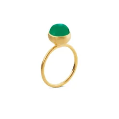 SUSANNE FRIIS BJØRNER SØLV FORGYLDT RING GRØN AGAT - 1692-2-102