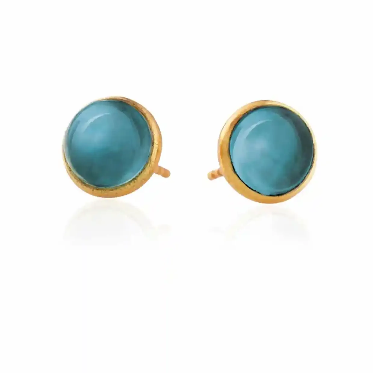 SUSANNE FRIIS BJØRNER SØLVFORGYLDT ØRERINGE LONDON BLU STEN - 5062-2-174