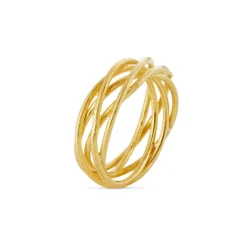 SUSANNE FRIIS BJØRNER SNOET TRÅD RING SØLV FORGYLDT STR 54 -1685-2