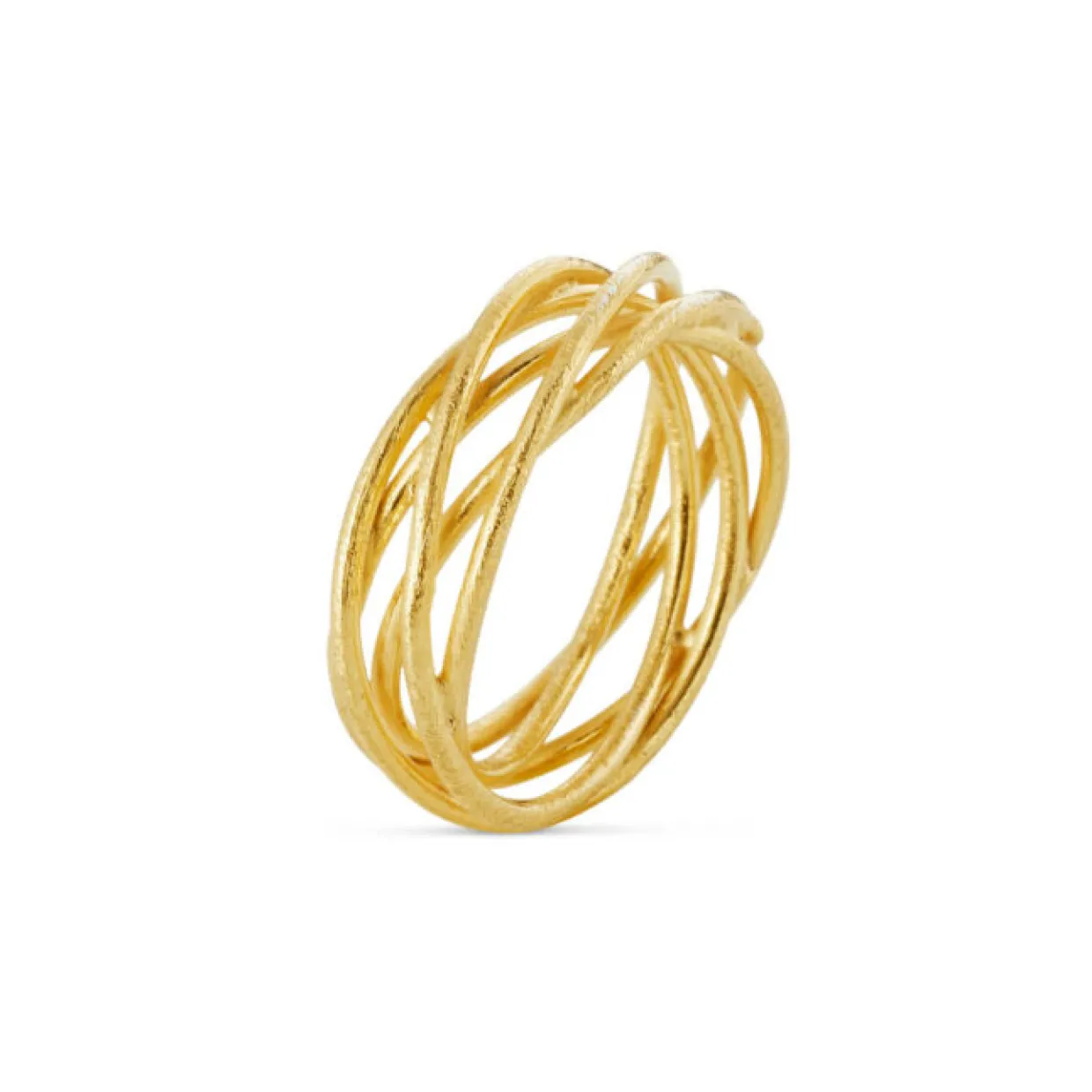 SUSANNE FRIIS BJØRNER SNOET TRÅD RING SØLV FORGYLDT STR 54 -1685-2