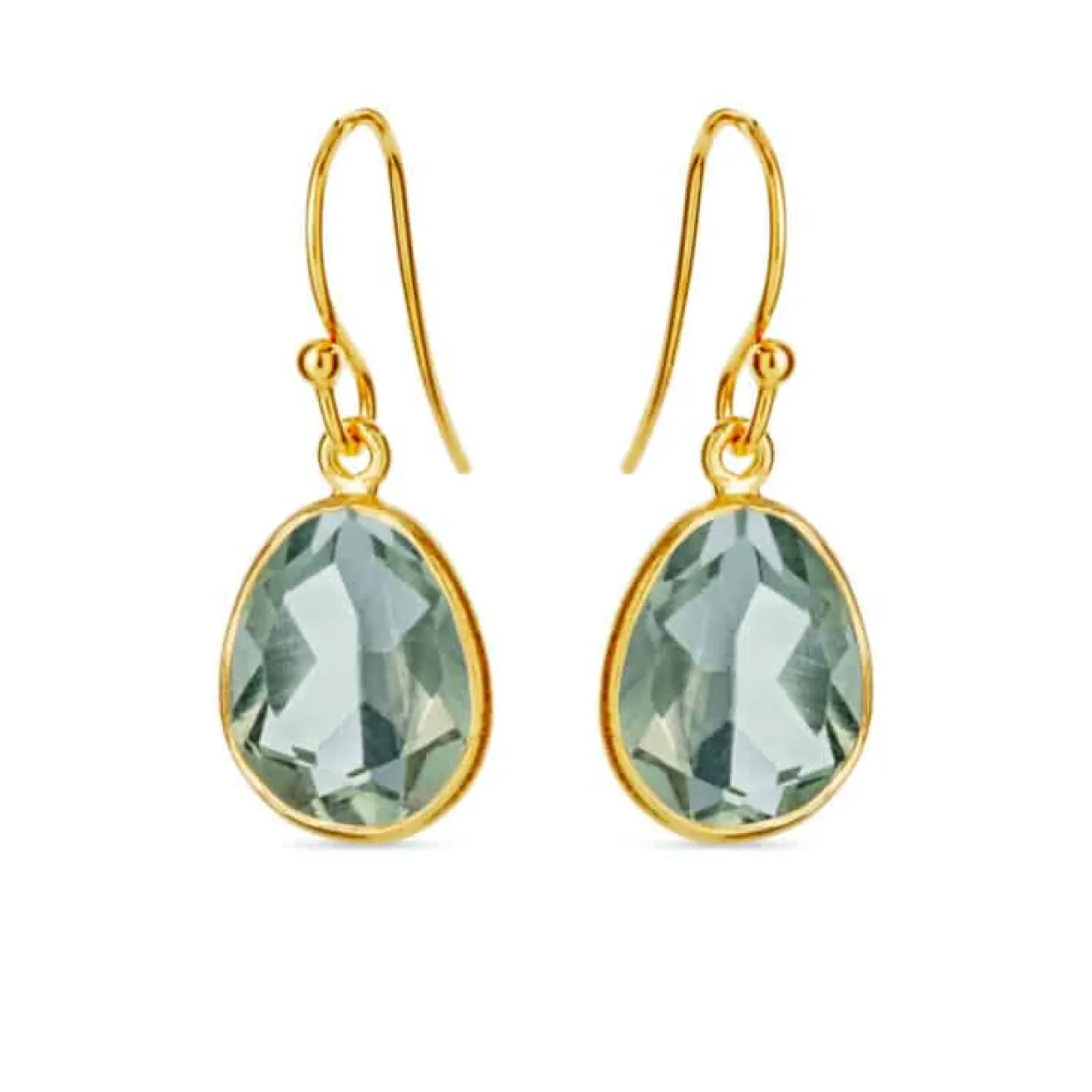 SUSANNE FRISS BJØRNER SØLV FORGYLDT ØRERINGE MED GRØN QUARTS - 5568-2-107