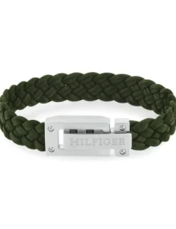 TOMMY HILFIGER FLAT BRAIDED ARMBÅND FLETTET GRØN LÆDER - 2790518