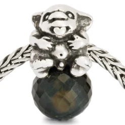 TROLLBEADS BABYTROLD SØLV KUGLE MED BLÅ TIGERØJE - TAGBE-00125