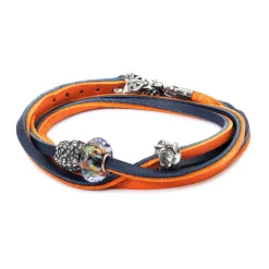 TROLLBEADS LÆDERARMBÅND ORANGE/NAVY 36CM - TLEBR-00043
