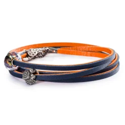 TROLLBEADS LÆDERARMBÅND ORANGE/NAVY 36CM - TLEBR-00043