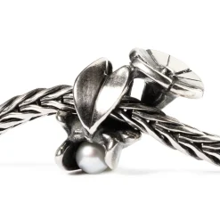 TROLLBEADS 'SEPTEMBER SNERLE' SØLV KUGLE MED HVID FERSKVANDSPERLE - TAGBE-00035