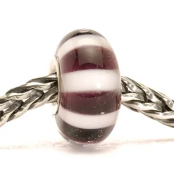 TROLLBEADS 'SORT/HVID STRIBE' GLAS KUGLE - TGLBE-10028